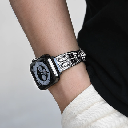 【シルバークラウン】ジュエルクロスメタルバンド【アップルウォッチ】