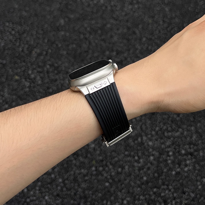 【目玉商品】メタルアクセントシリコンバンド【アップルウォッチ】