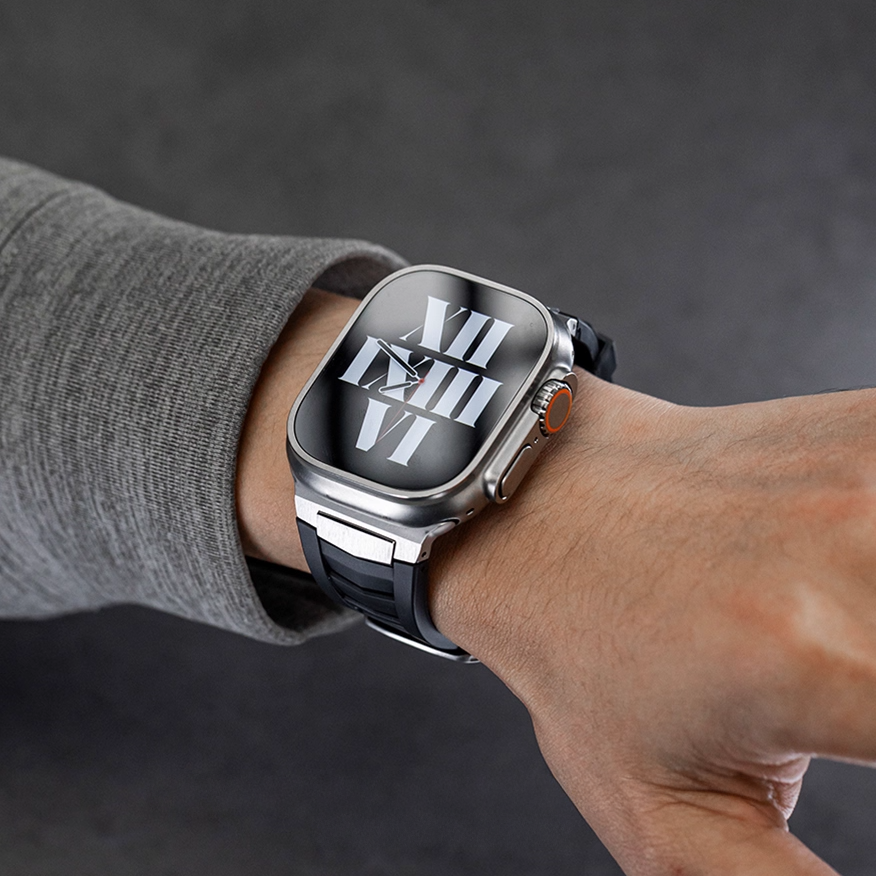 【快適な装着感】フッ素ゴムステンレスバンド【アップルウォッチ】