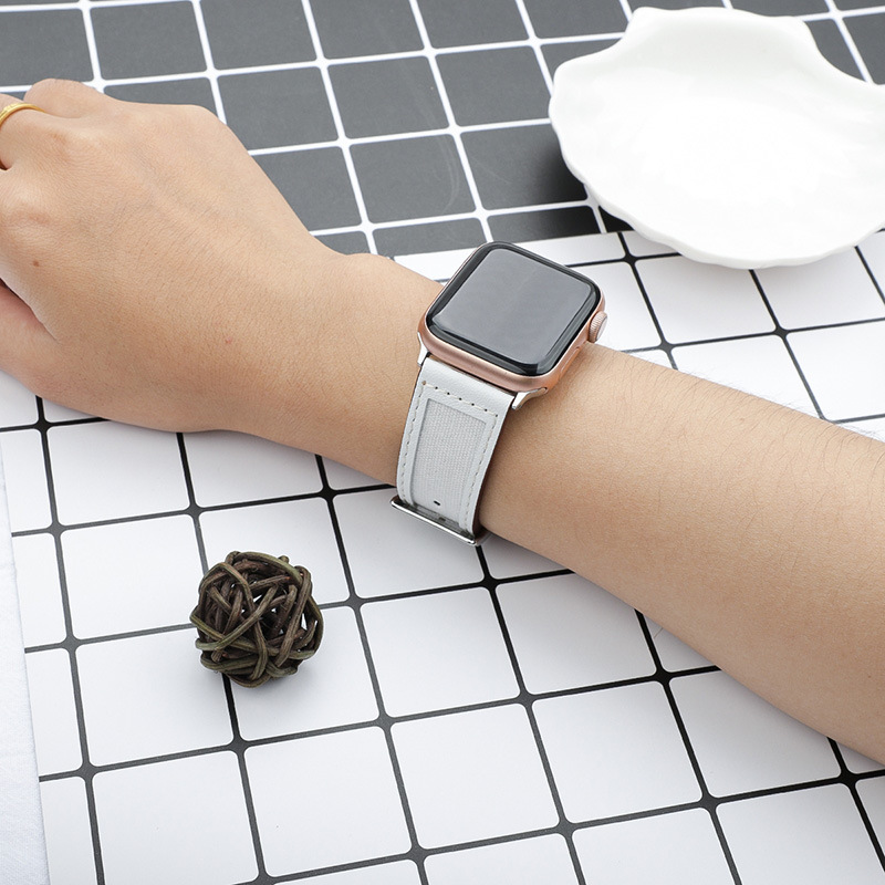 【大人の配色】キャンバスレザーミックスバンド【アップルウォッチ】