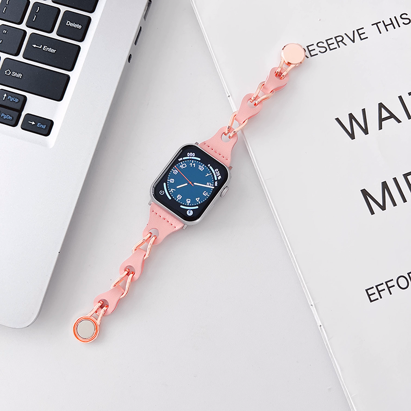 [Accessory-like] Metallic leather chain band [Apple Watch]