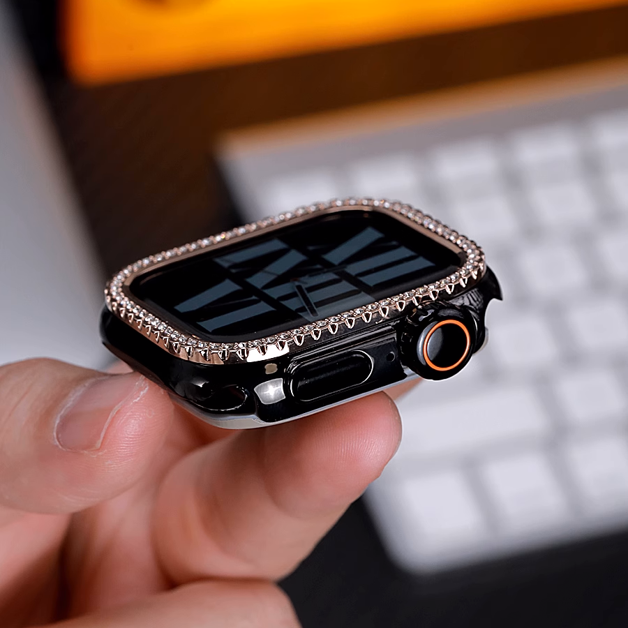 [Glass-free double-sided protection] Rhinestone double-sided protective case [Apple Watch]