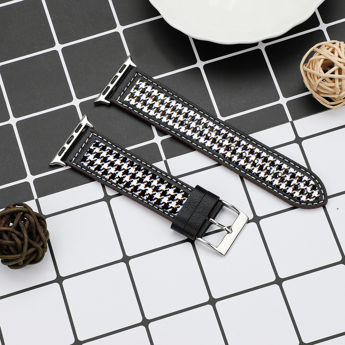 【大人の配色】キャンバスレザーミックスバンド【アップルウォッチ】