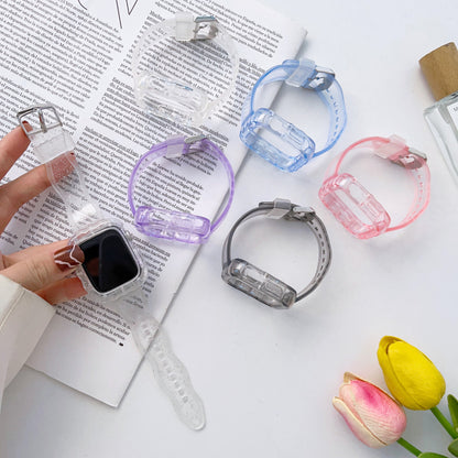 [6 colors available with integrated case] Large wave clear band [Apple Watch]