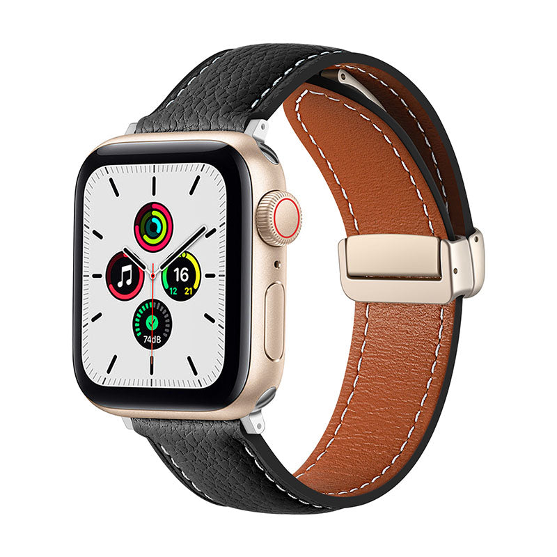 [8 colors available] Magnetic buckle pebble leather band [Apple Watch]