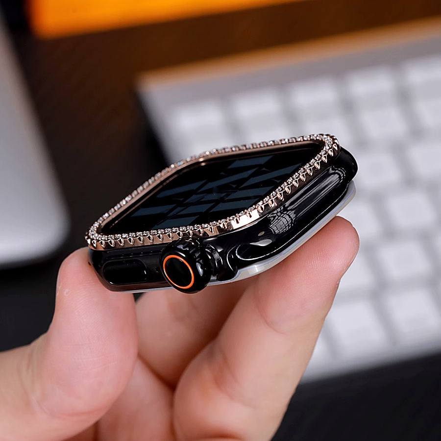 [Glass-free double-sided protection] Rhinestone double-sided protective case [Apple Watch]