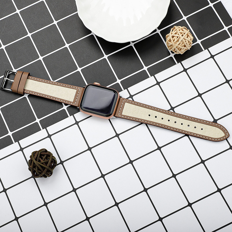 【大人の配色】キャンバスレザーミックスバンド【アップルウォッチ】