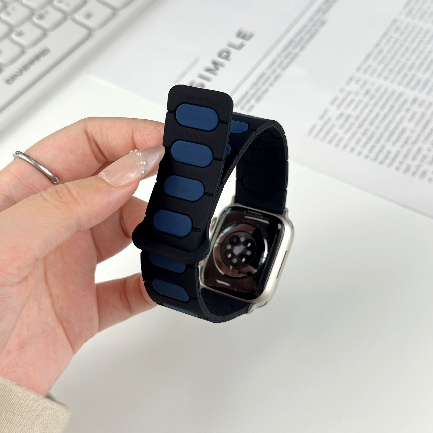 【立体バイカラー】パッドリンクシリコンバンド【アップルウォッチ】