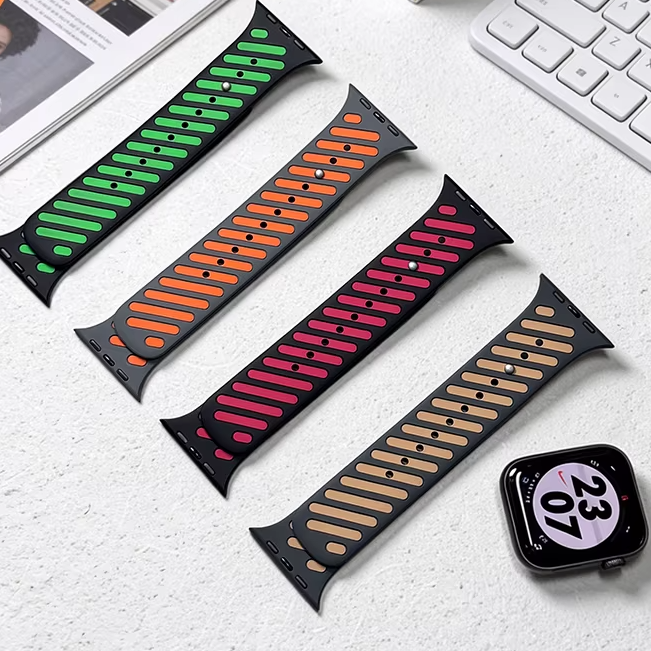 【強力マグネット】バイカラーフィットラバーバンド【アップルウォッチ】