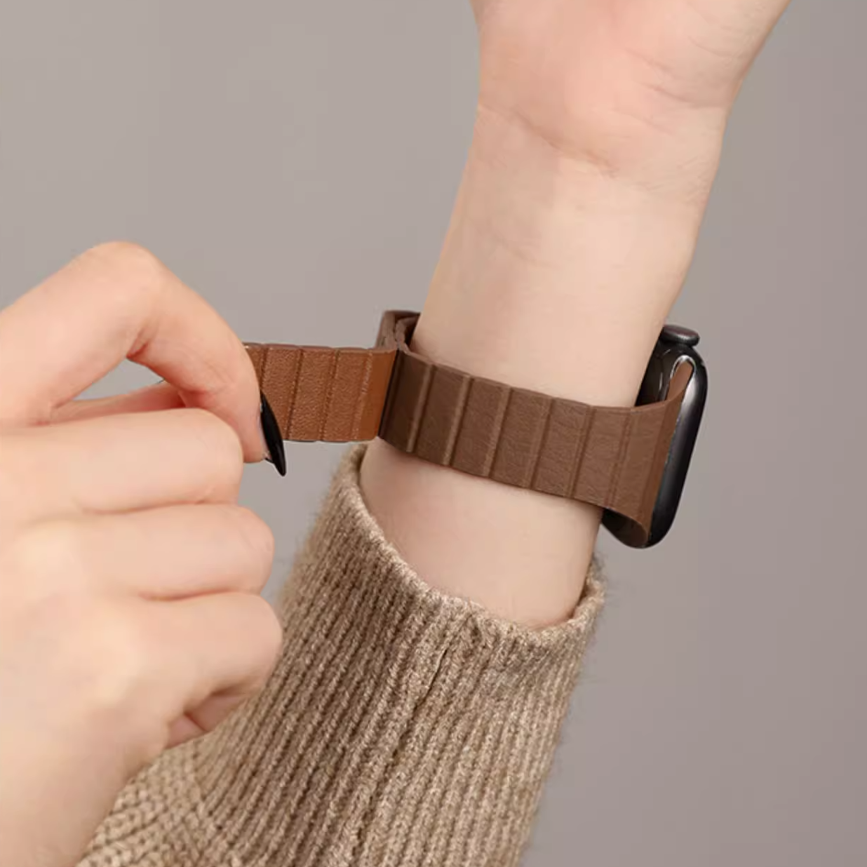 【スリムマグネット】マイクロファイバーレザーバンド【アップルウォッチ】