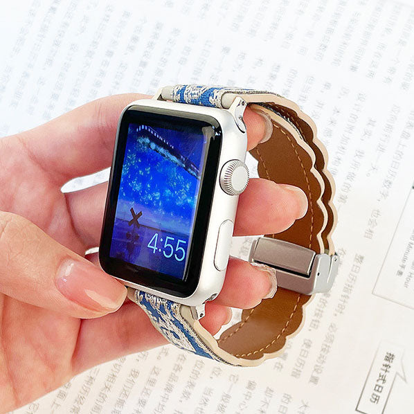 [4 colors available] Needlework leather band [Apple Watch]