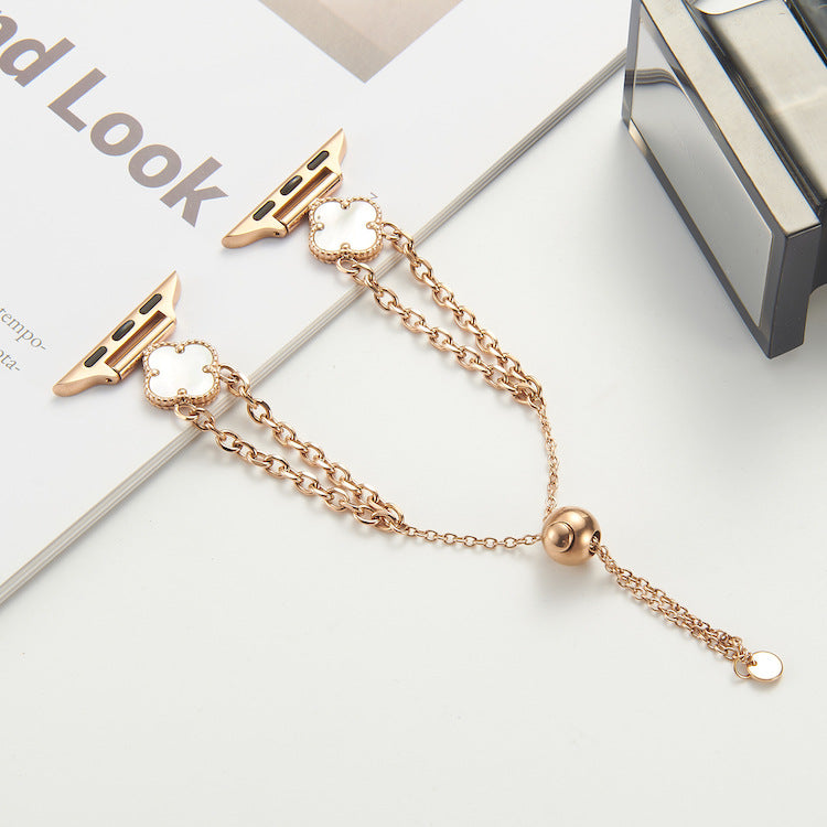 【大人可愛い】クローバーチェーンメタルバンド【アップルウォッチ】