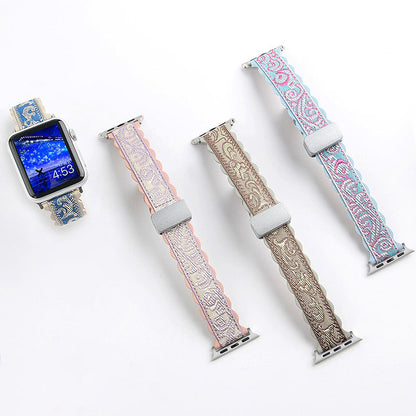 [4 colors available] Needlework leather band [Apple Watch]