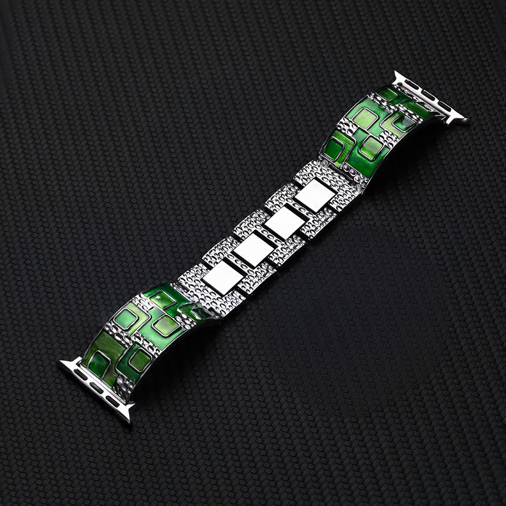 [Silver Crown] Enamel Inlay Metal Band [Apple Watch]