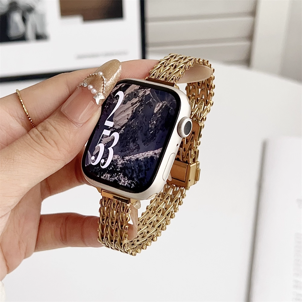 【繊細Vメッシュ】スリムメッシュマグネットバンド【アップルウォッチ】