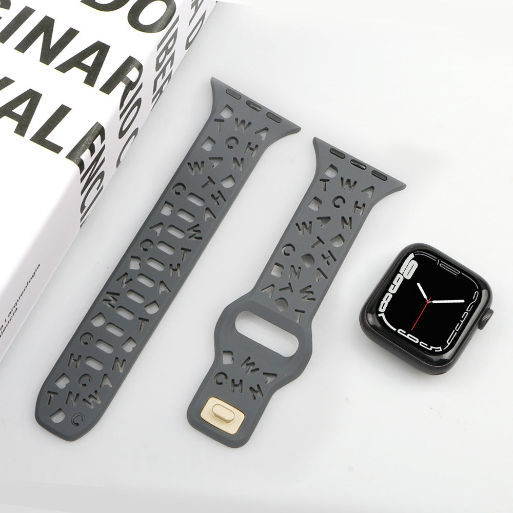 [11 colors available] Typographic silicone band [Apple Watch]