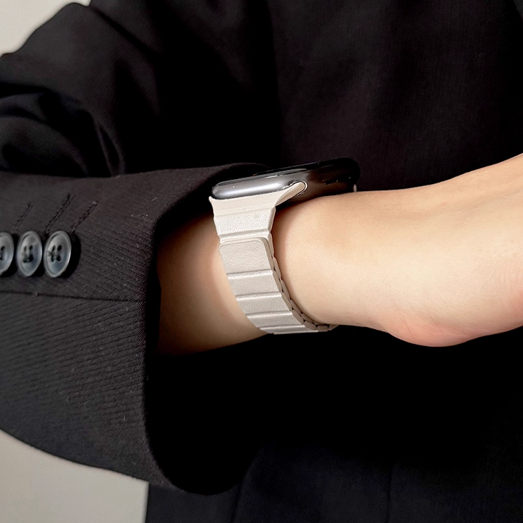 【スリムマグネット】マイクロファイバーレザーバンド【アップルウォッチ】