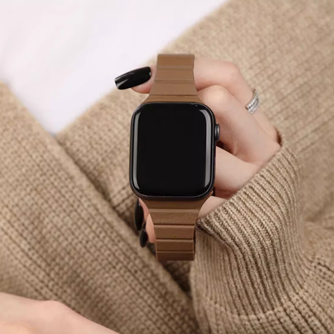 【スリムマグネット】マイクロファイバーレザーバンド【アップルウォッチ】