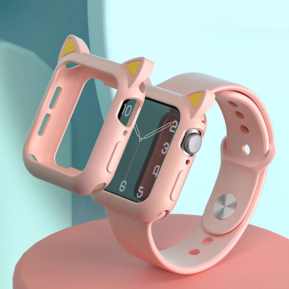 【猫耳デザイン】キャットイヤーシリコンケース【アップルウォッチ】