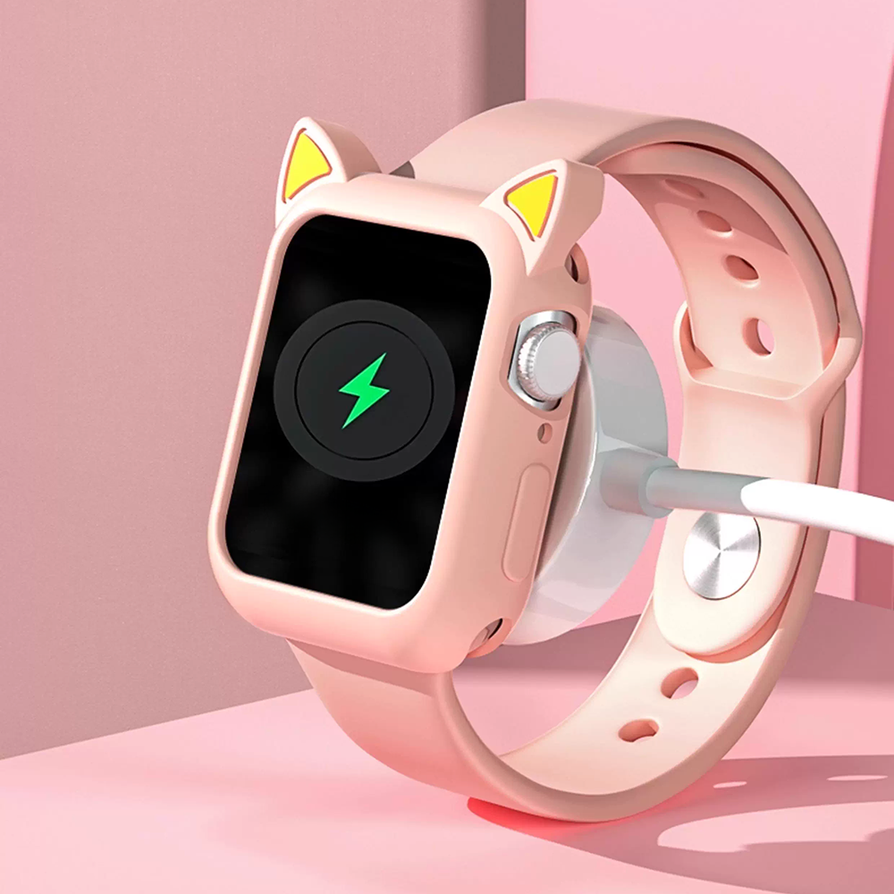 【猫耳デザイン】キャットイヤーシリコンケース【アップルウォッチ】