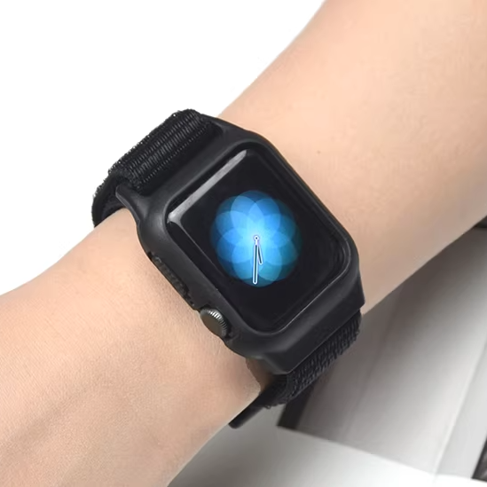 [25 colors available] Silicone case with integrated nylon band [Apple Watch]