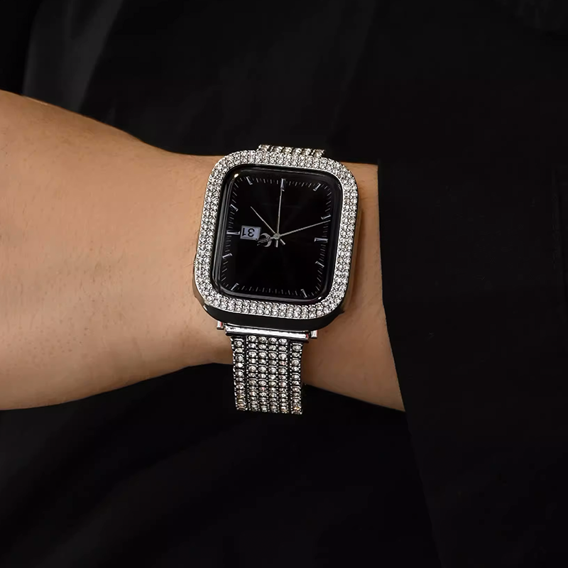 [Silver Crown] Jewelry Stone Metal Band [Apple Watch]