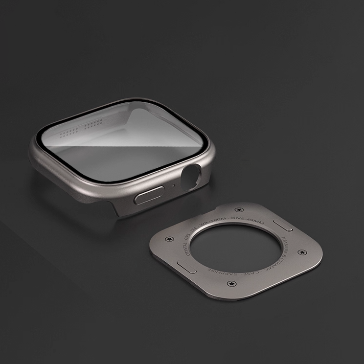 Double-sided protective metal case with glass for Apple Watch
