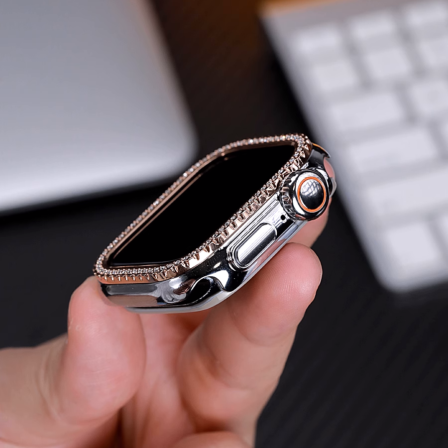 [Glass-free double-sided protection] Rhinestone double-sided protective case [Apple Watch]