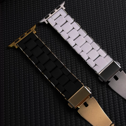 【シルバークラウン】ステンレスラバーリンクバンド【アップルウォッチ】