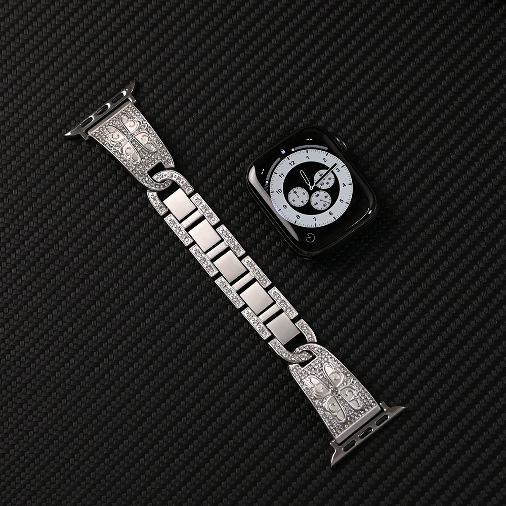 【シルバークラウン】ジュエルクロスメタルバンド【アップルウォッチ】