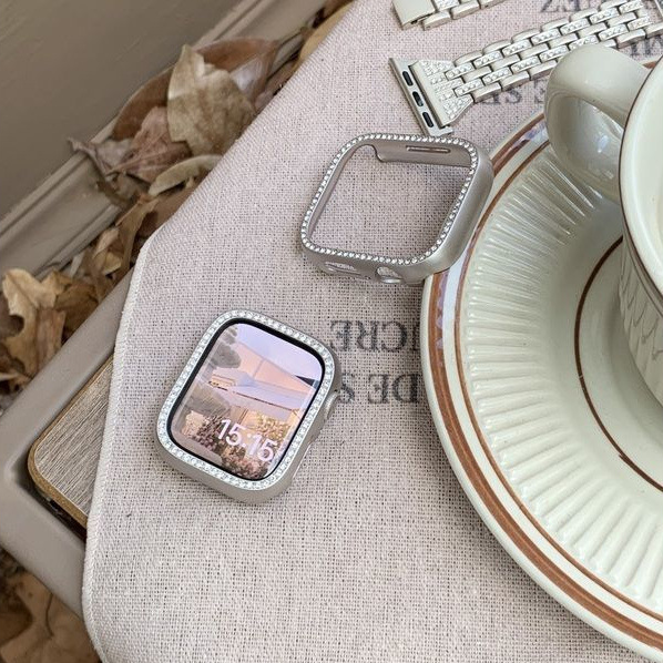 [Frame Type] Rhinestone PC Protective Cover [Apple Watch]