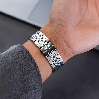 【重厚でエレガント】センターストライプメタルバンド【アップルウォッチ】