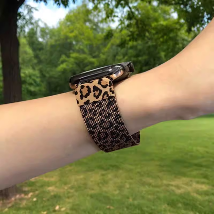 【大人のヒョウ柄】レオパードメッシュメタルバンド【アップルウォッチ】