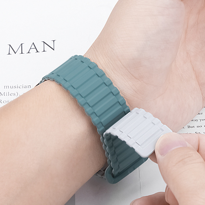 【軽量×磁力】マグネットリッジシリコンバンド【アップルウォッチ】