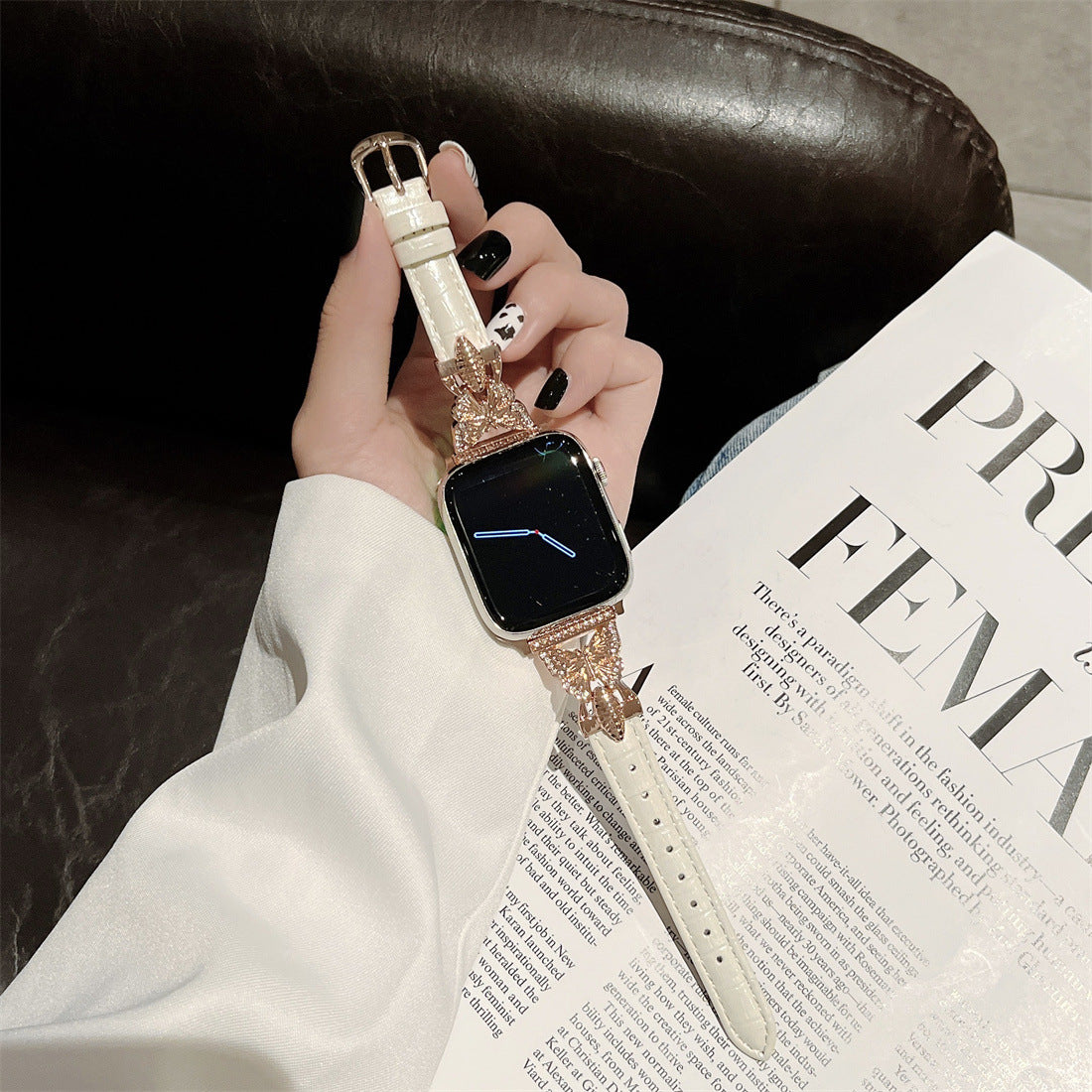 【可憐な蝶々】バタフライスリムレザーバンド【アップルウォッチ】