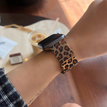 【大人のヒョウ柄】レオパードメッシュメタルバンド【アップルウォッチ】