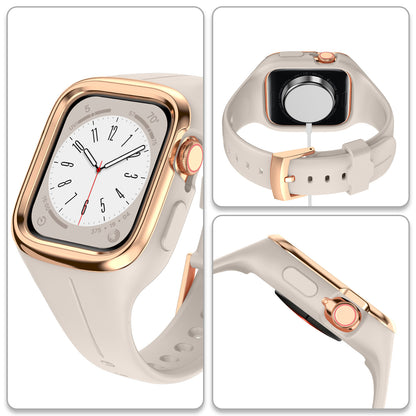 [All 4 colors of integrated case] Elegant silicone metal band [Apple Watch]