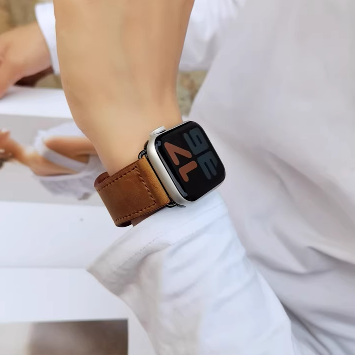 [9 colors available] Reverse buckle leather band [Apple Watch]