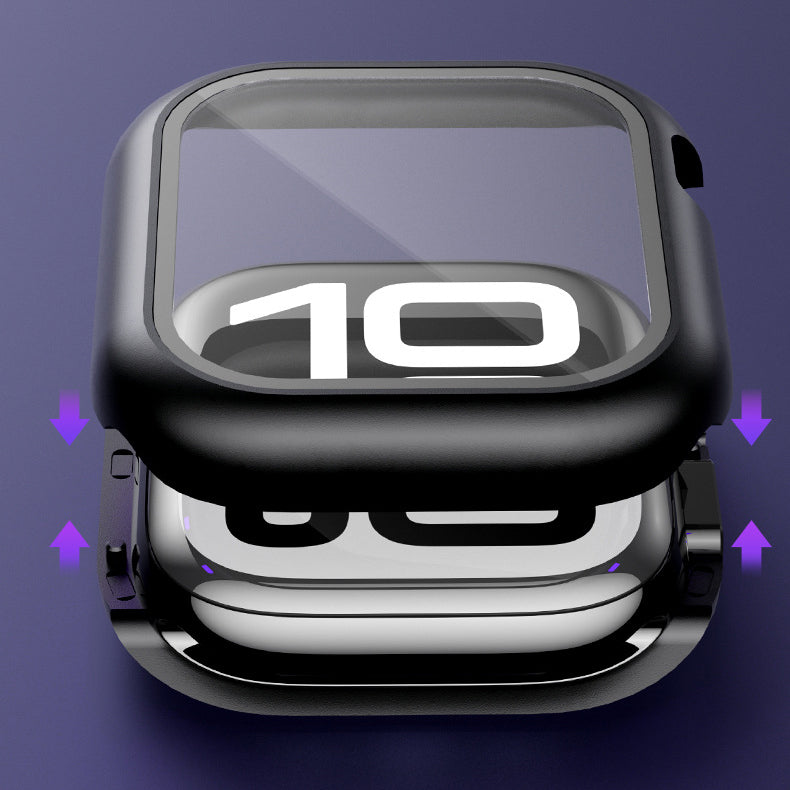 [Double-sided glass protection] Full-coverage aluminum glass case for Apple Watch