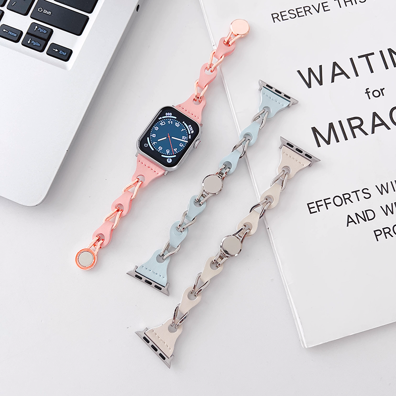 [Accessory-like] Metallic leather chain band [Apple Watch]