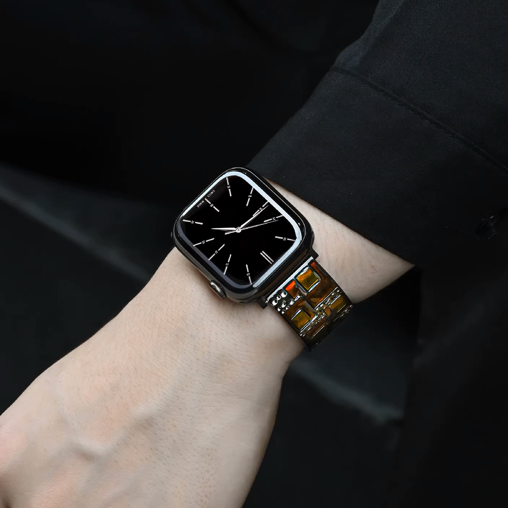 [Silver Crown] Enamel Inlay Metal Band [Apple Watch]
