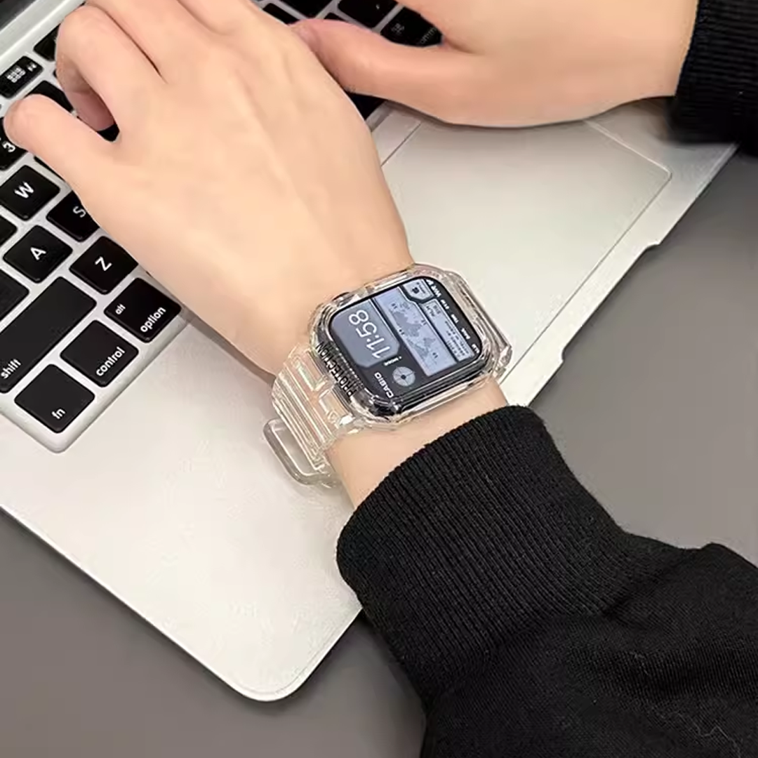 【全4色】クリアTPUケース一体型バンド【アップルウォッチ】