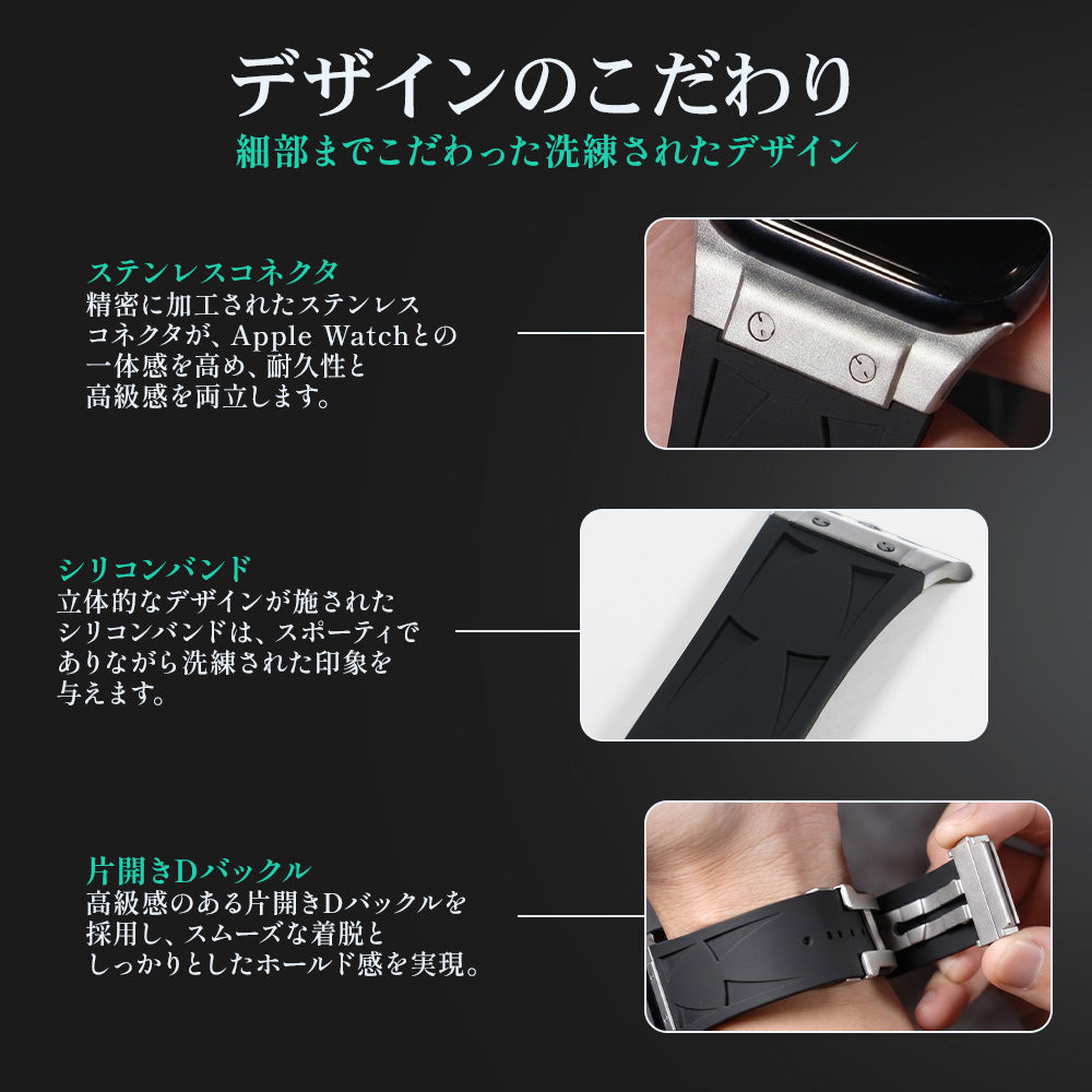 Apple Watch Band BJ-006 VECTOR - Black Silver【Bandee Joy】