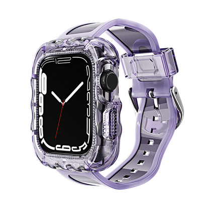 [6 colors available with integrated case] Large wave clear band [Apple Watch]