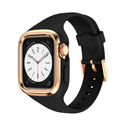 [All 4 colors of integrated case] Elegant silicone metal band [Apple Watch]