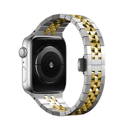 【重厚でエレガント】センターストライプメタルバンド【アップルウォッチ】