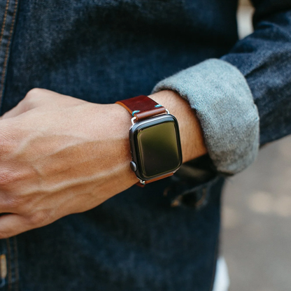 【大人の装い】クラシックブラウンレザーバンド【Bluebonnet】