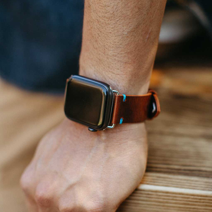 【大人の装い】クラシックブラウンレザーバンド【Bluebonnet】