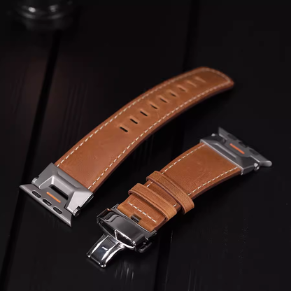 [4 colors available] Stainless steel connect leather band [Apple Watch]