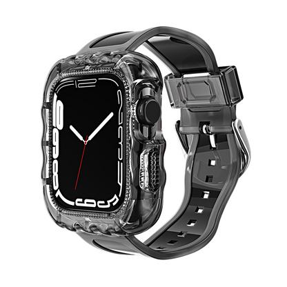 [6 colors available with integrated case] Large wave clear band [Apple Watch]